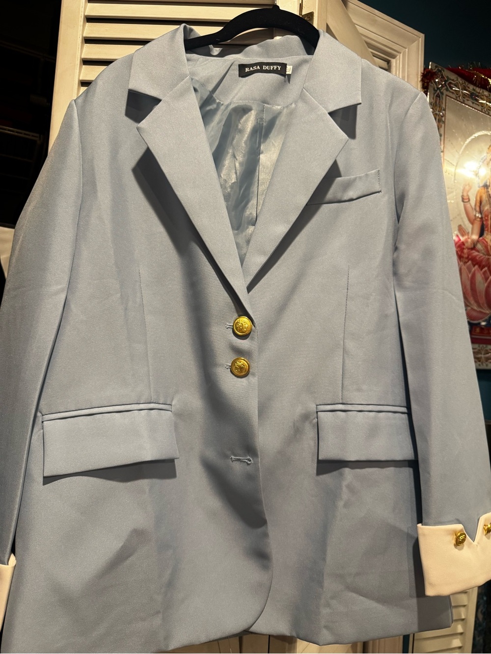 Women's Light Blue Tailored Blazer Asian XL US size 8/10
